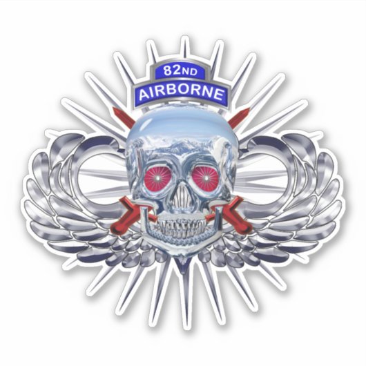 82e Airborne Division Paratrooper Skull Sticker (Voorkant)
