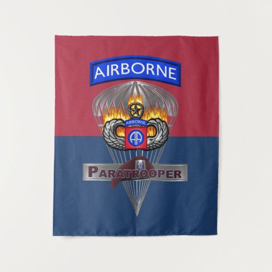 82e Airborne Division Silver Chute Colors Wandkleed (Voorkant)