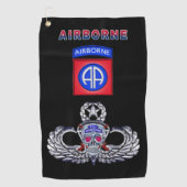 82e Airborne Division Silver Skull Jump Wings Golfhanddoek (Voorkant)
