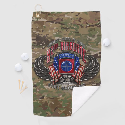 82e Airborne Fort Bragg Camo Golfhanddoek (Insitu)