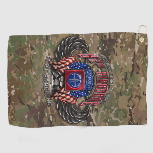 82e Airborne Fort Bragg Camo Golfhanddoek (Horizontaal)