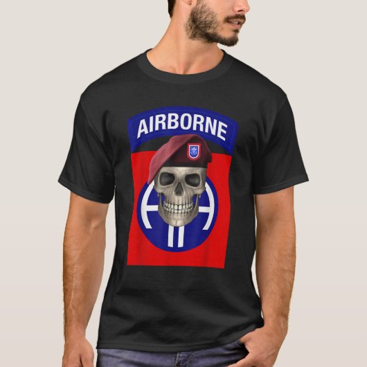 82e Airborne Ft Bragg NC Skull ontwerp T Shirt (Voorkant)