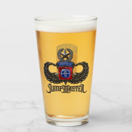 82e Airborne Jumpmaster 16 oz Pint Glass Glas (Voorkant gevuld)