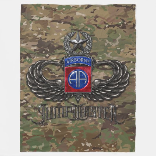 82e Airborne Jumpmaster Camo Fleece Deken (Voorkant)