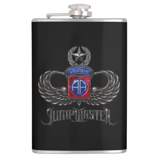82e Airborne Jumpmaster Vinyl Verpakte Flask Heupfles (Voorkant)