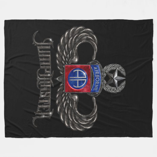 82e Airborne Jumpmaster Zwart Fleece Deken (Voorkant (Horizontaal))