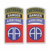 82e Airborne Ranger Veteraan Tab Patch Sticker (Voorkant)