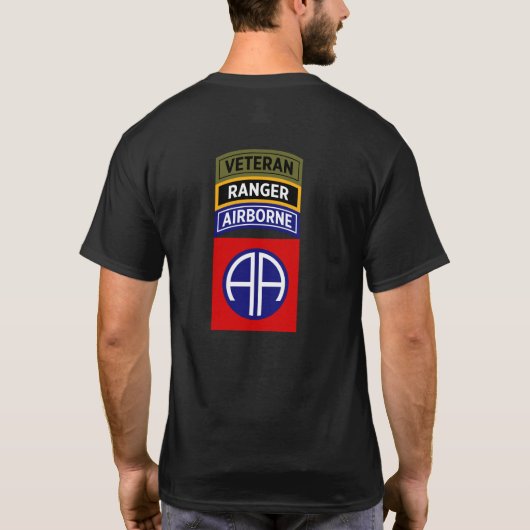 82e Airborne Ranger Veteraan Tab Patch T-shirt (Achterkant)