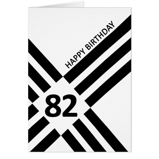 82e diagonaal ontwerp zwarte lijn Birthday (Voorkant)