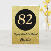 82e Happy Birthday Black en Gold Glitter Card Kaart (Gele Bloem)