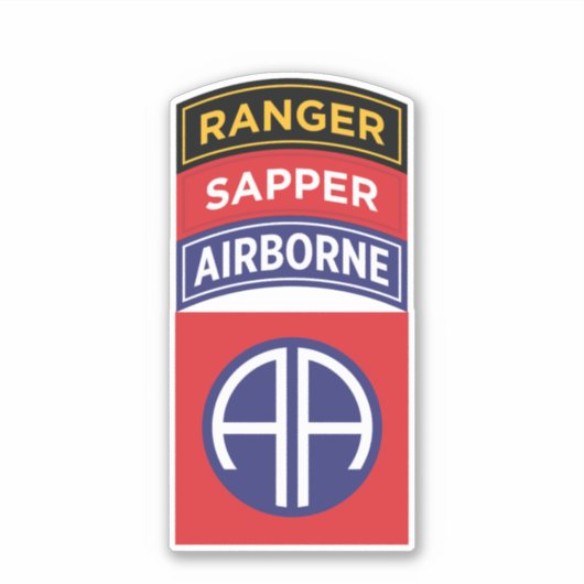 82e Luchtlandingsdivisie Service Badge Sapper Rang Sticker (Voorkant)