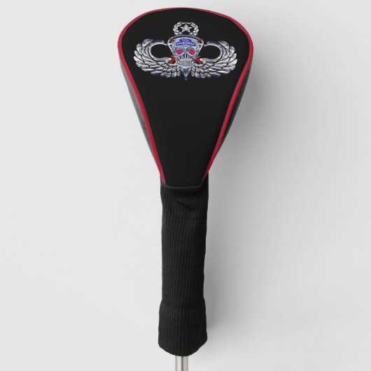 82e Luchtlandingsdivisie “Zilveren Schedel” Sprong Golfheadcover (Voorkant)