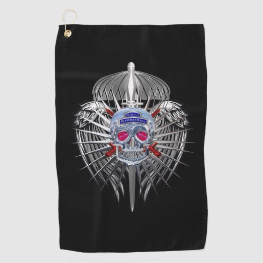 82e luchtverblindende zilveren schedel metalen vle golfhanddoek (Voorkant)