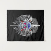 82e luchtverblindende zilveren schedel metalen vle wandkleed (Voorkant (horizontaal))