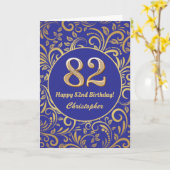 82e marinesblauw en goudflenspatroon kaart (Gele Bloem)