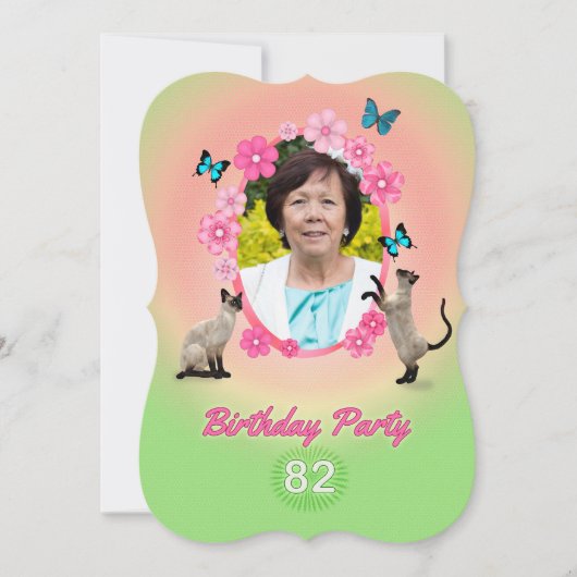 82e uitnodiging van de Birthday Party (Voorkant)