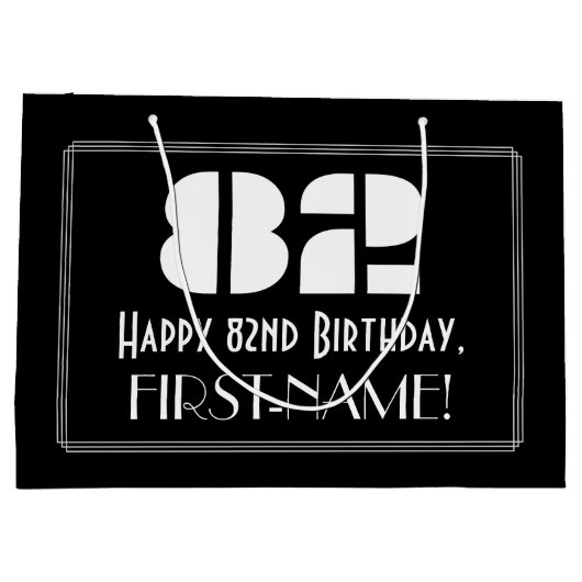 82e verjaardag ~ Art Deco geïnspireerd look "82" + Groot Cadeauzakje (Achterkant)