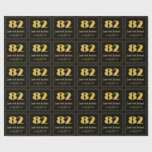 82e verjaardag - Art Deco Geïnspireerde look "82"  Cadeaupapier (Zoom)