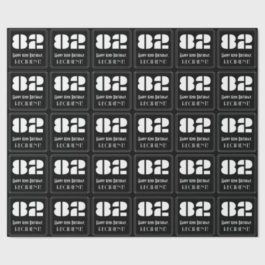 82e verjaardag: Art Deco Geïnspireerde look "82" e Cadeaupapier (Zoom)