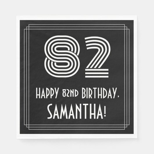 82e verjaardag: Art Deco Geïnspireerde look "82" + Servet (Voorkant)