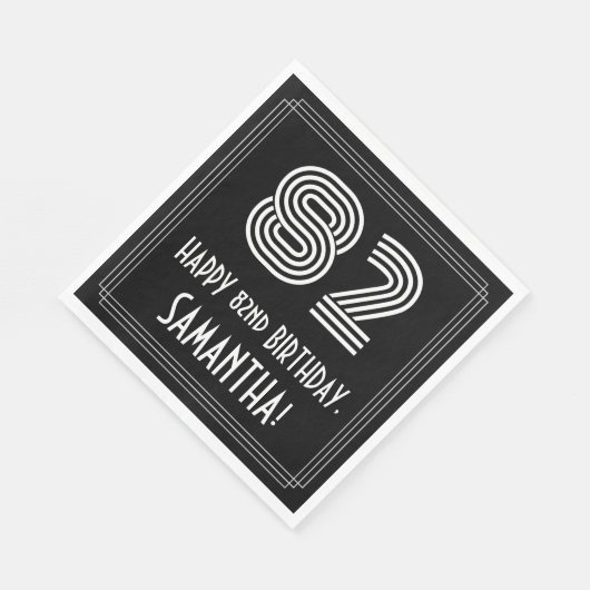 82e verjaardag: Art Deco Geïnspireerde look "82" + Servet (Hoek)