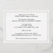 82e verjaardag: Art Deco Kijk "82" en naam Folie Uitnodiging (Achterkant)