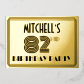 82e verjaardag — Art Deco Style "82" en naam Folie Uitnodiging (Voorkant)