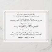 82e verjaardag — Art Deco Style "82" + Naam Folie Uitnodiging (Achterkant)