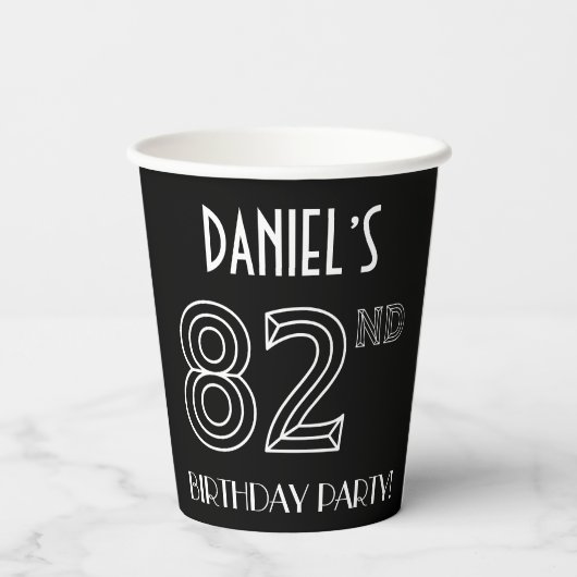 82e verjaardag: Art Deco Style + aangepaste naam Papieren Bekers (Achterkant)