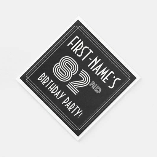 82e verjaardag: Art Deco Style + aangepaste naam Servet (Hoek)