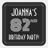 82e verjaardag: Art Deco Style en aangepaste naam Vierkante Sticker (Voorkant)