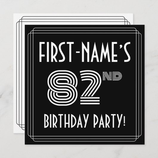 82e verjaardag: Art Deco Style met aangepaste naam Kaart (Voorkant / Achterkant)