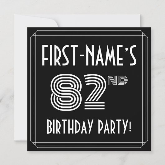 82e verjaardag: Art Deco Style met aangepaste naam Kaart (Voorkant)