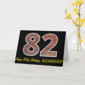 82e verjaardag - bakstenen muurpatroon "82" w / na kaart (Gele Bloem)