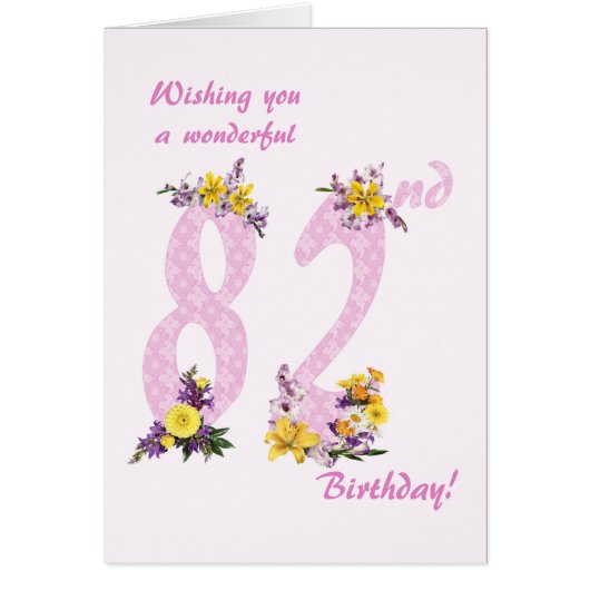 82e verjaardag Bloem Gedecorreerde getallen (Voorkant)