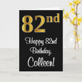 82e verjaardag ~ Elegante luxe Faux Gold look # Kaart (Gele Bloem)