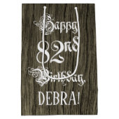 82e verjaardag: Fancy, Faux Wood Kijk + Aangepaste Medium Cadeauzakje (Achterkant)