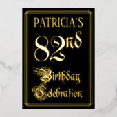 82e verjaardag — Fancy script en aangepaste naam Folie Uitnodiging (Voorkant)