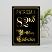 82e verjaardag — Fancy script en aangepaste naam Folie Uitnodiging (Staand Voorkant)