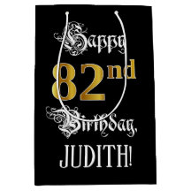 82e verjaardag ~ Fancy script; Faux Gold look; naa