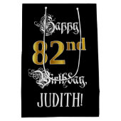 82e verjaardag ~ Fancy script; Faux Gold look; naa Medium Cadeauzakje (Achterkant)