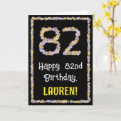 82e verjaardag: Floral Flowers Number, Custom Name Kaart (Gele Bloem)