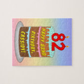 82e verjaardag: Fun Cake and Candles + Custom Name Legpuzzel (Horizontaal)