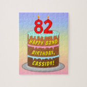 82e verjaardag: Fun Cake and Candles + Custom Name Legpuzzel (Verticaal)