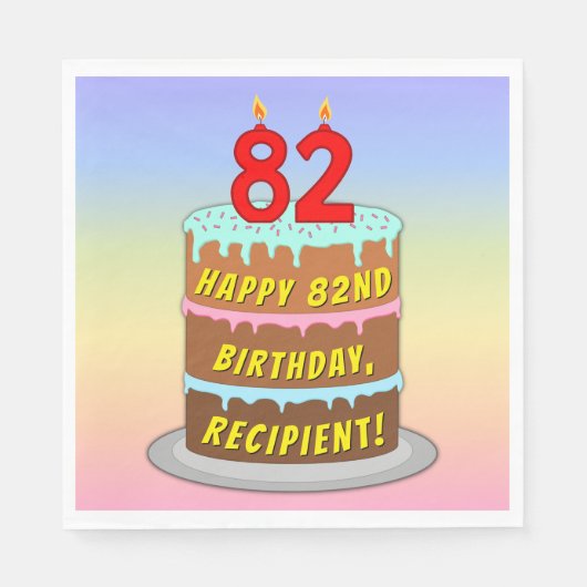 82e verjaardag: Fun Cake and Candles + Custom Name Servet (Voorkant)