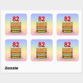 82e verjaardag: Fun Cake and Candles + Custom Name Vierkante Sticker (Vel)