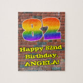 82e verjaardag: Fun Graffiti-geïnspireerde regenbo Legpuzzel (Verticaal)