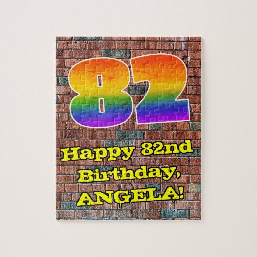82e verjaardag: Fun Graffiti-geïnspireerde regenbo Legpuzzel (Verticaal)