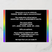 82e verjaardag: Fun, kleurrijk regenboogpatroon Folie Uitnodiging (Achterkant)