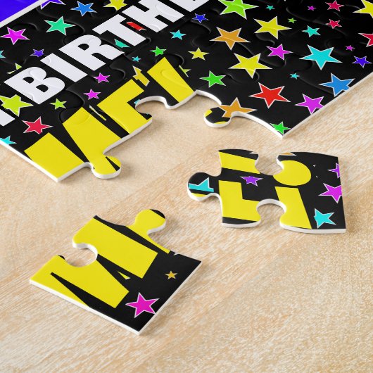 82e verjaardag - Fun, kleurrijk Star Field Pattern Legpuzzel (Zijkant)